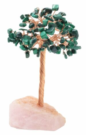 Arbre du Bonheur Malachite & Quartz Rose