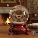 Boule de Cristal sur Socle Rouge - Diamètre 120 mm