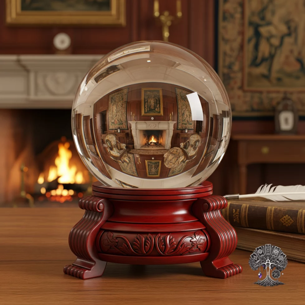 Boule de Cristal sur Socle Rouge - Diamètre 120 mm
