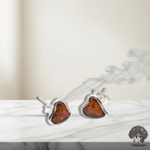 Boucle d'oreille cœur en ambre 925