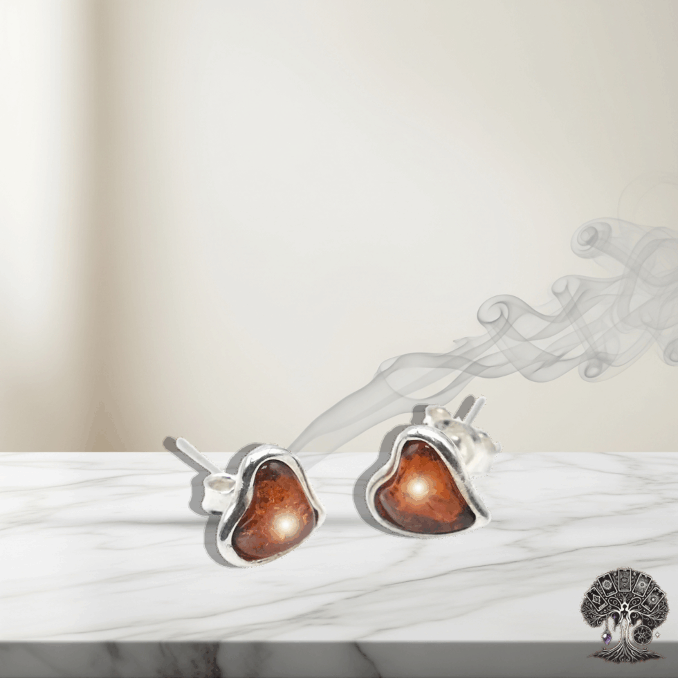 Boucle d'oreille cœur en ambre 925 – Image 2